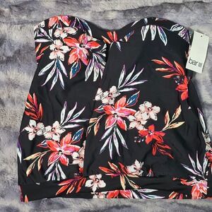 NWT Bar III Tropical Escape‎ Floral Tankini Top Black Multi MBTE22427 size SM
